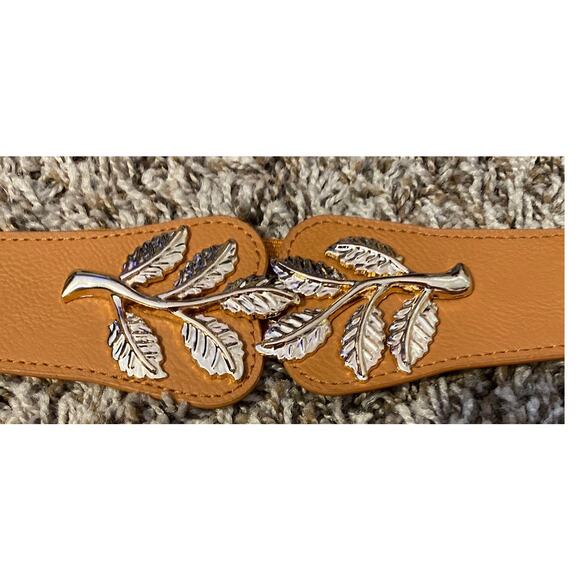 Vintage women's boho stretch belt brown size MEDIUM/LARGE - Picture 2 of 7